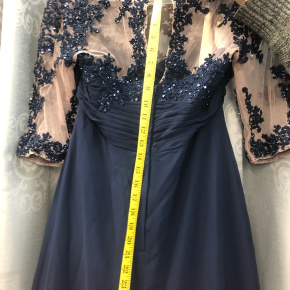 NEW Navy Blue Mother of the Bride/Groom Elegant Formal 3/4 Sleeve Dress SIZE 12 - Picture 9 of 13